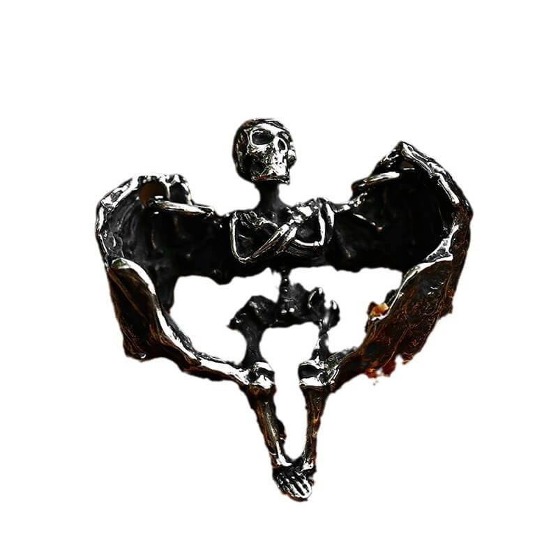 Men's Hip Hop Skull Wings Pendant Necklace