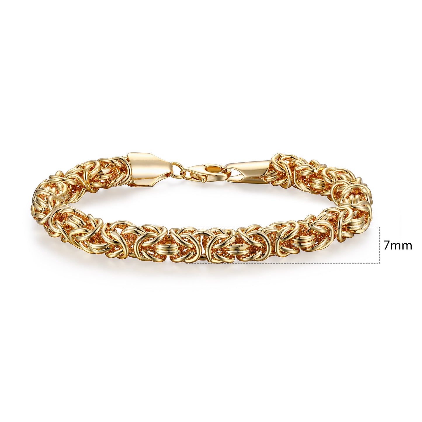 Women&Men's Vintage 18k Gold-Plated Lobster Clasp 7mm Fried Dough Twists Chain Bracelet