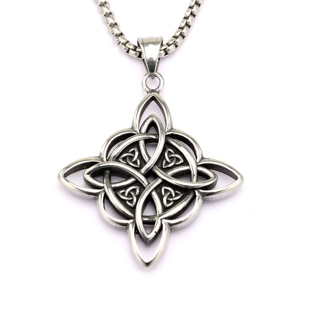 Vintage Stainless Steel Celtic Knot Pendant Necklace for Men