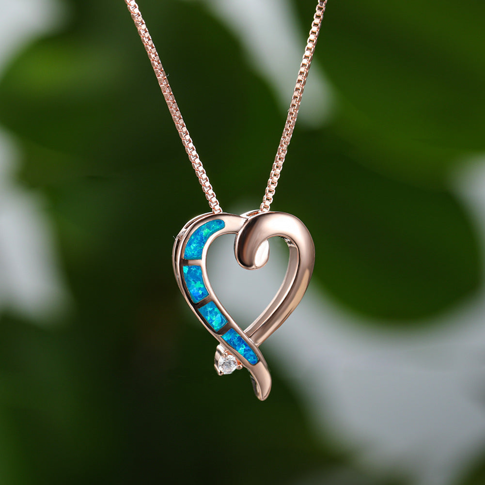 Ins-style rose gold AuBoo heart necklace