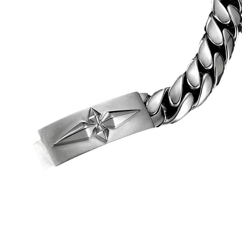 Men's 3D Star Sign Polished Curb Chain Bracelet