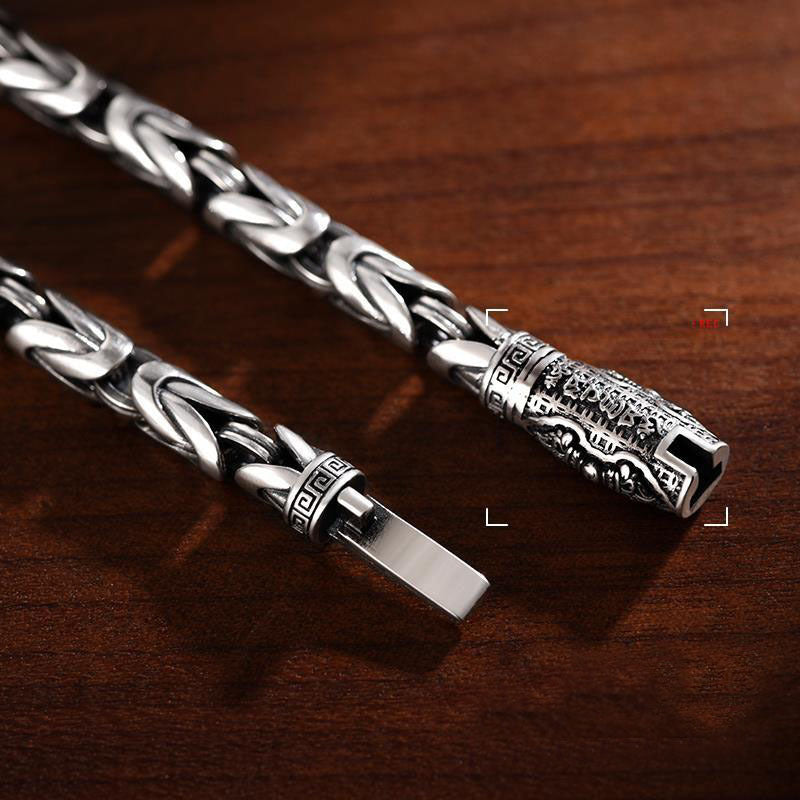 Men's Vintage Retro Pattern Engraved Thick Chain Bracelet