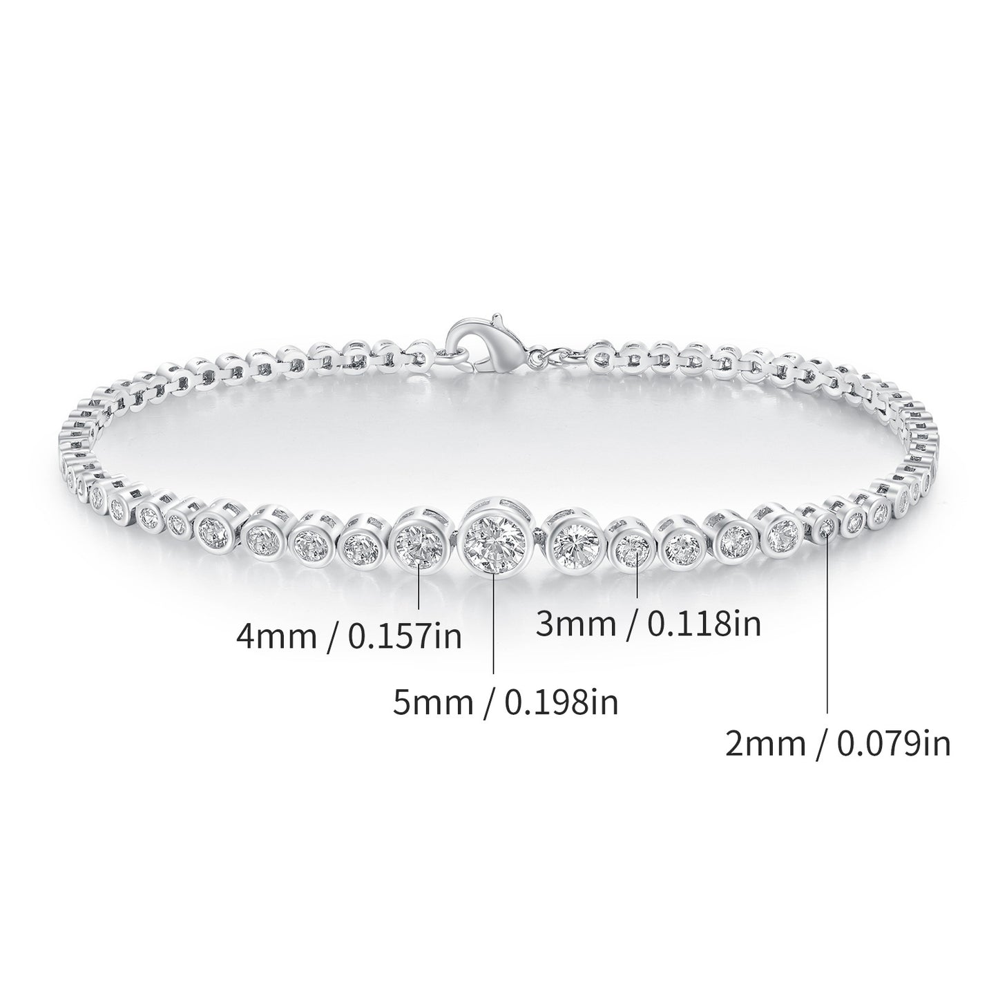 Women&Men's Zircon Gradient Size Single Row Full Diamond Tennis Bracelet