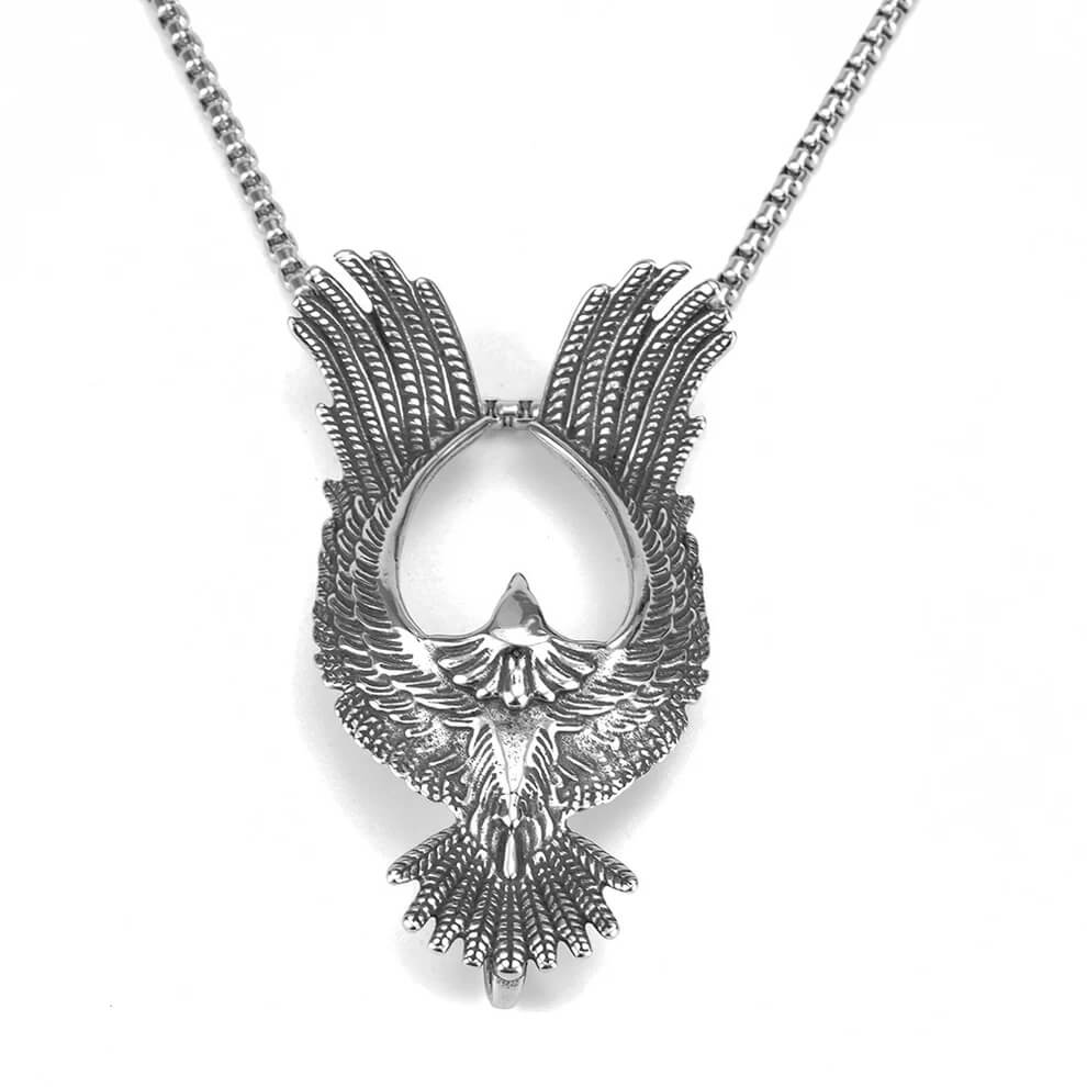 Men's Steel Vintage Hollow Phoenix Pendant Necklace