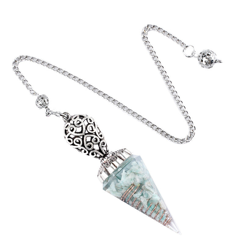 Silvery Crystal Agate Resin Hexagonal Pyramid Spirit Pendulum