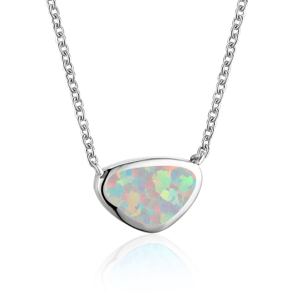 Small Triangle Opal Pendant Necklace