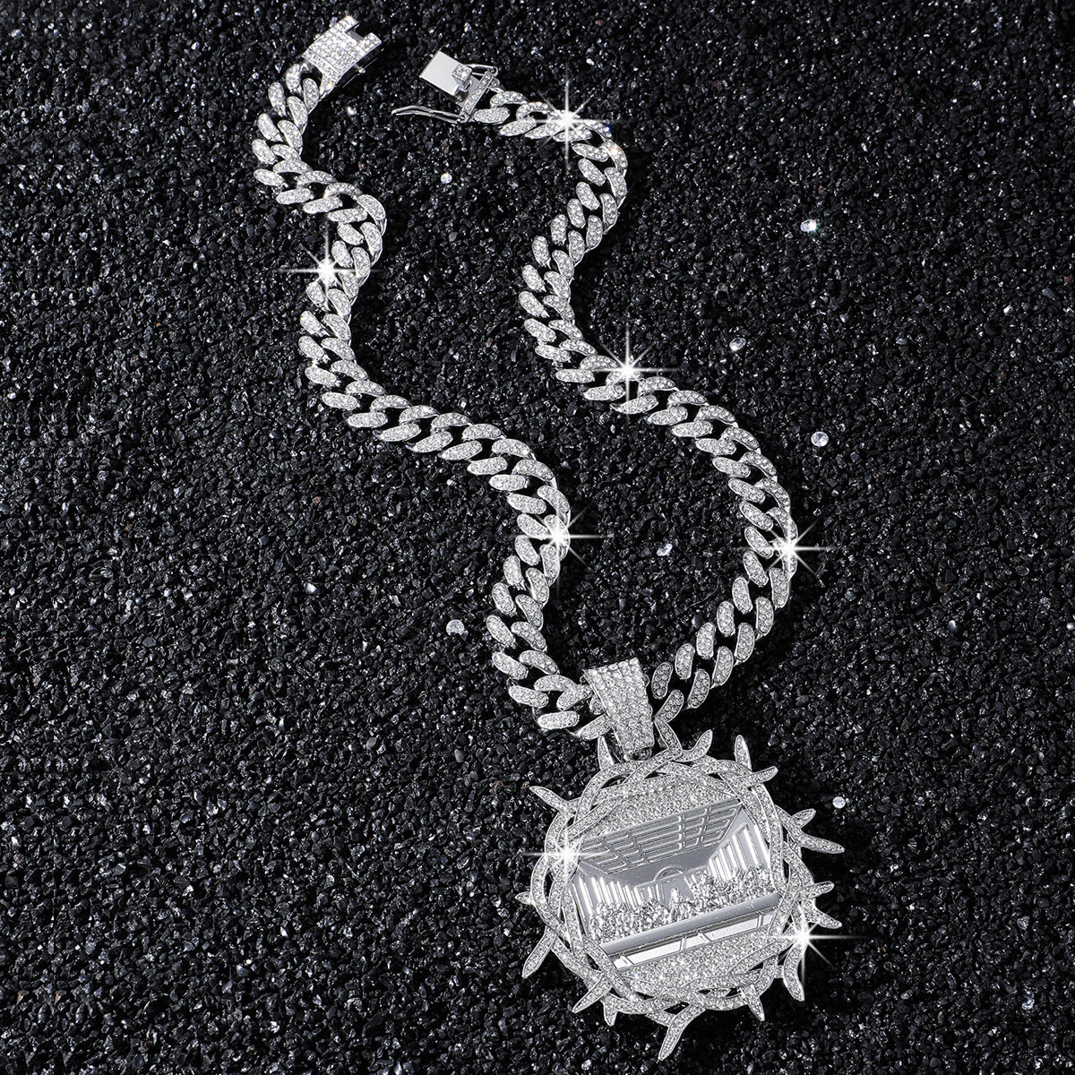 Hip-Hop Round Last Supper Cuban Chain Pendant Necklace