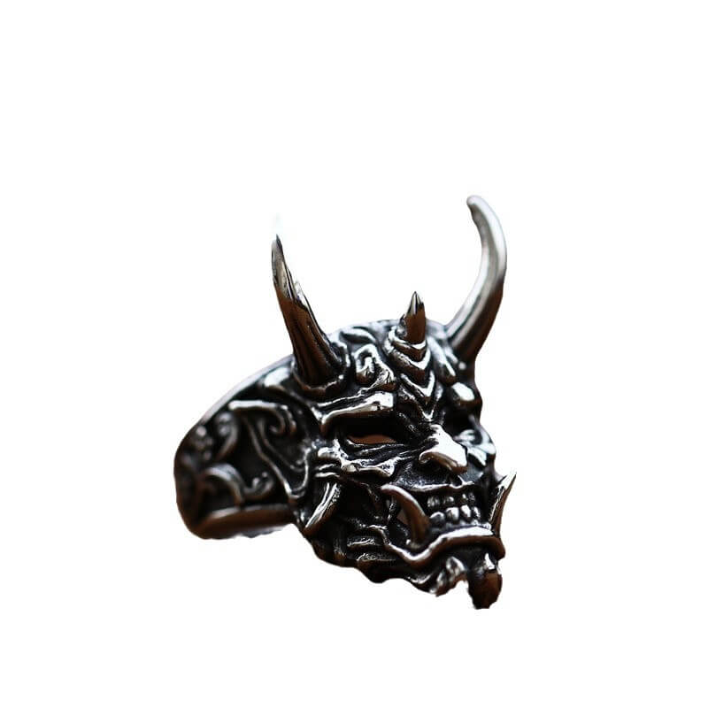 Men's Vintage Prajna Mask Titanium Steel Ring