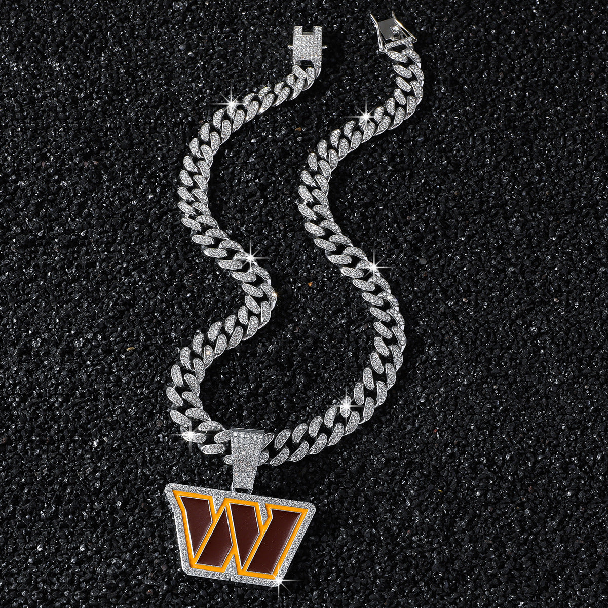 Hip-Hop Style Dripping Oil English Letter W Cuban Chain Pendant Necklace