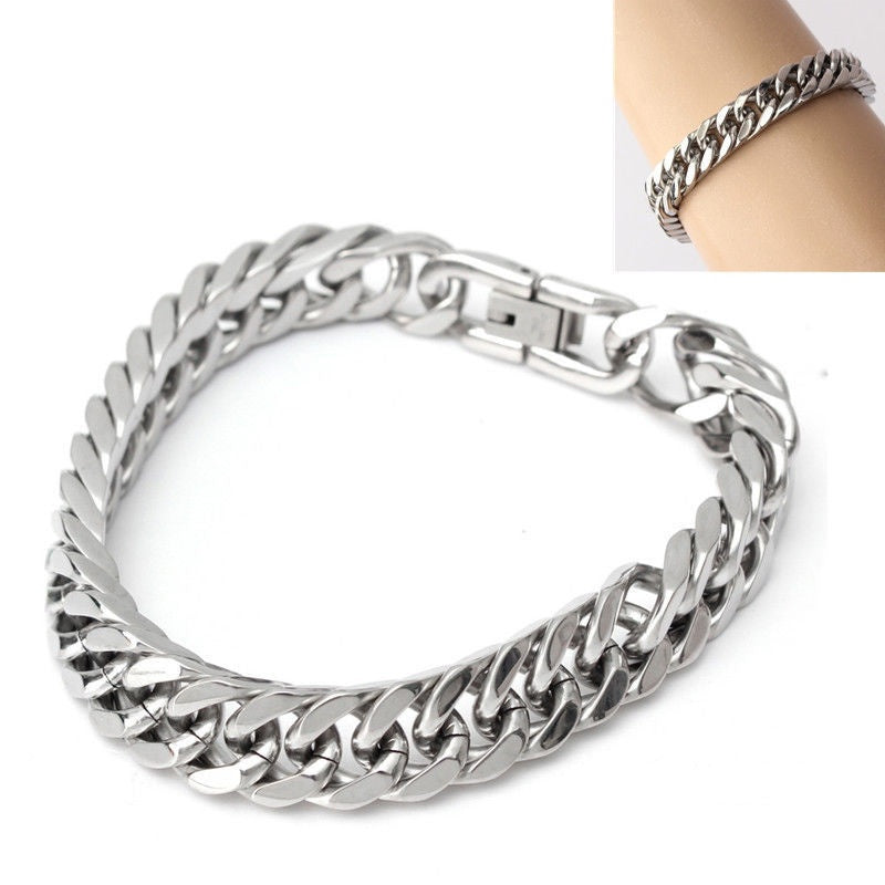 Men’s Fashion Titanium Steel Double Clasp Bracelet Trendy Wrist Jewelry Accessory