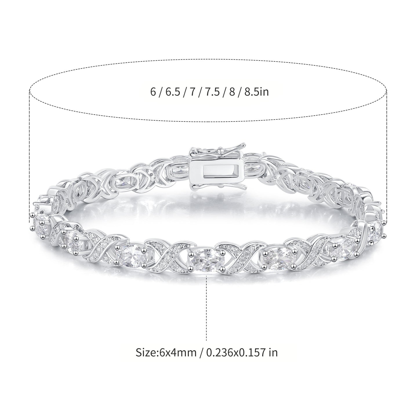 Women&Men's Four-Claw Egg-Shaped Zircon Tennis Bracelet