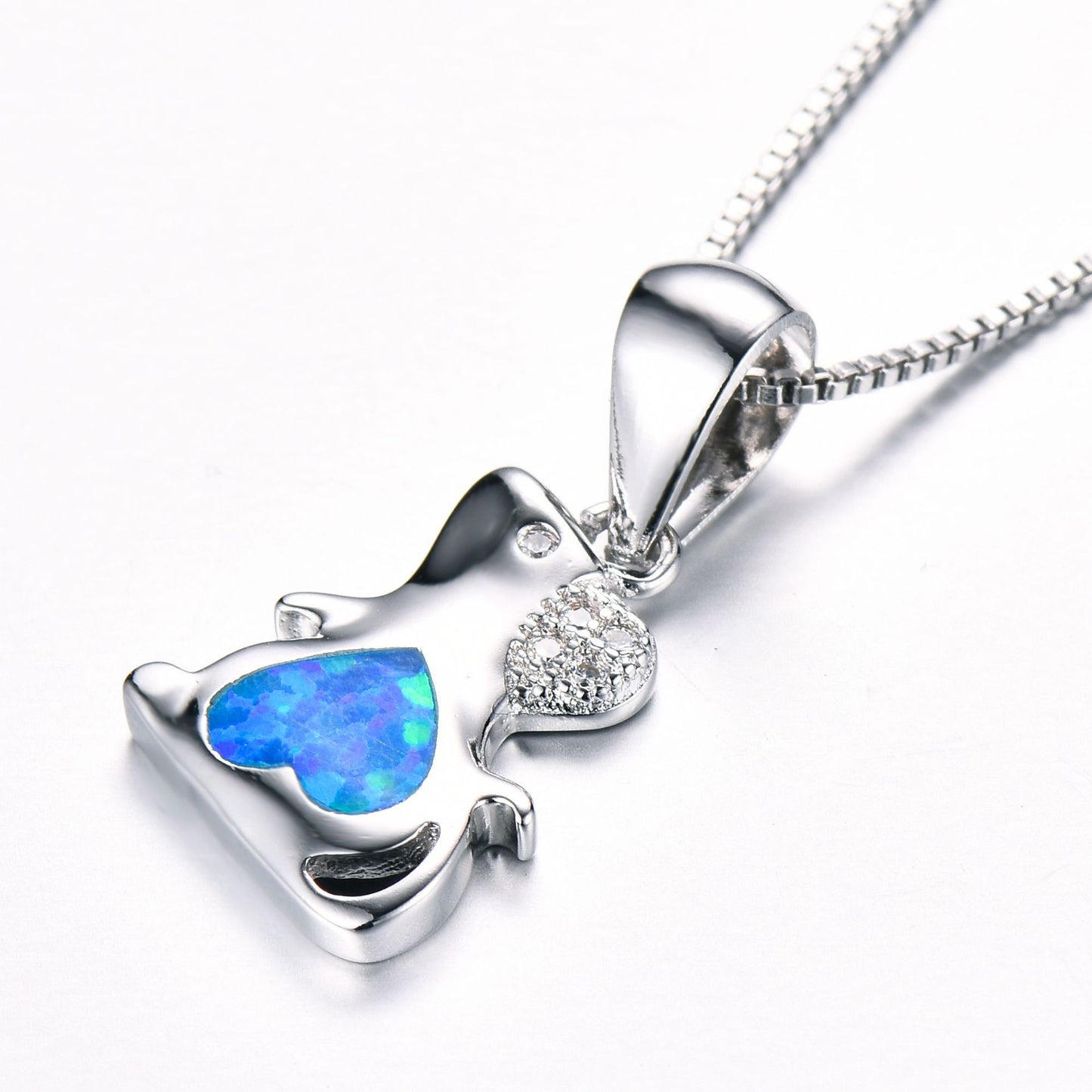 Platinum Blue Opal Mouse Necklace