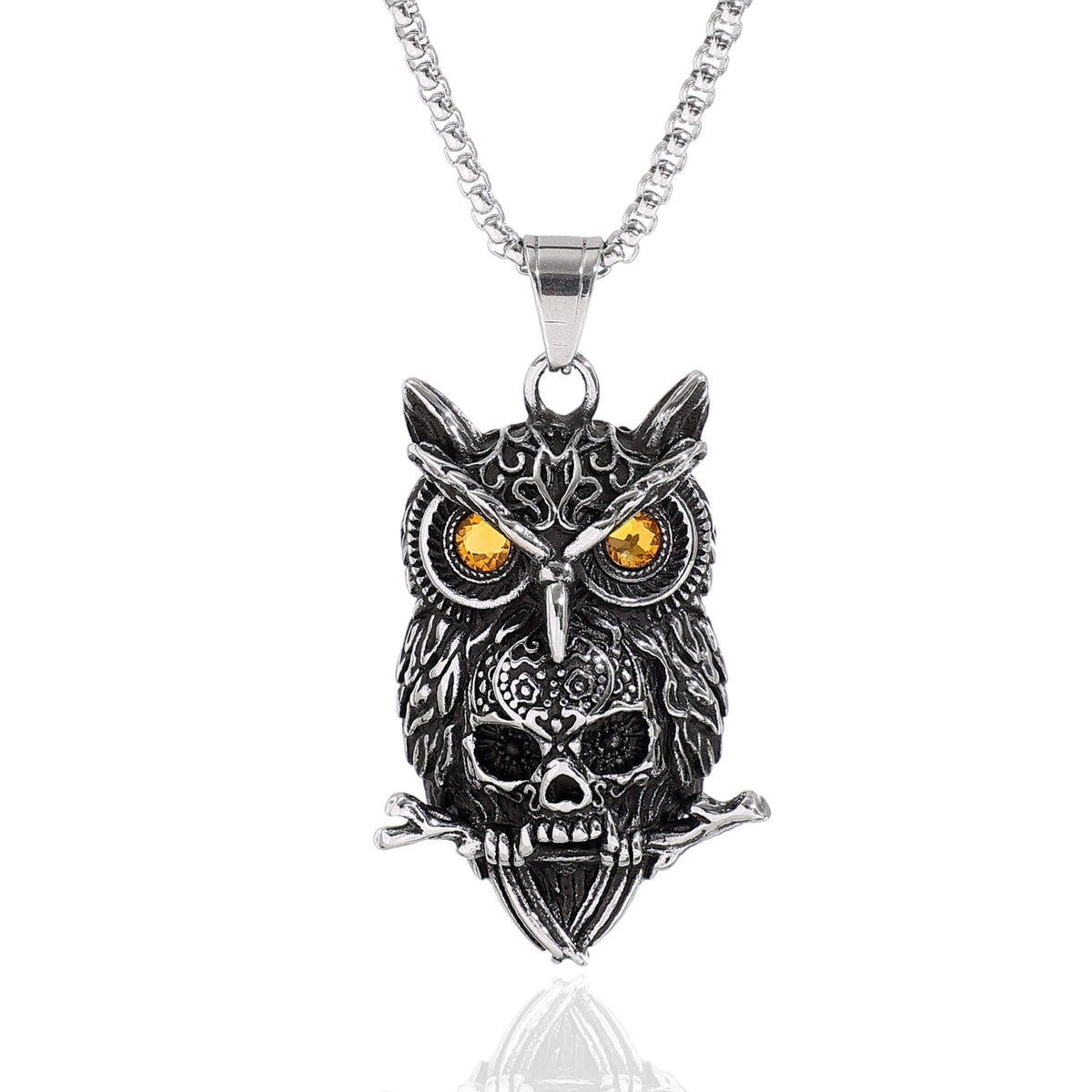 Men's Retro Animal Owl Pendant Necklace