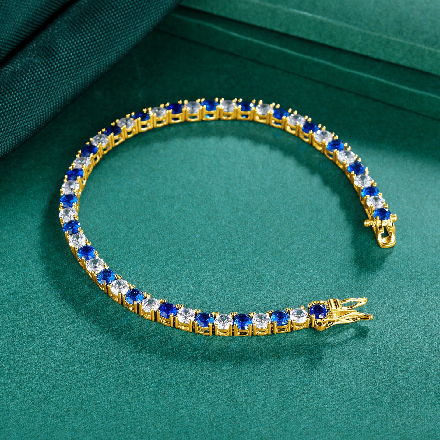 Women&Men's Round 4mm golden zircon eight-character buckle tennis bracelet