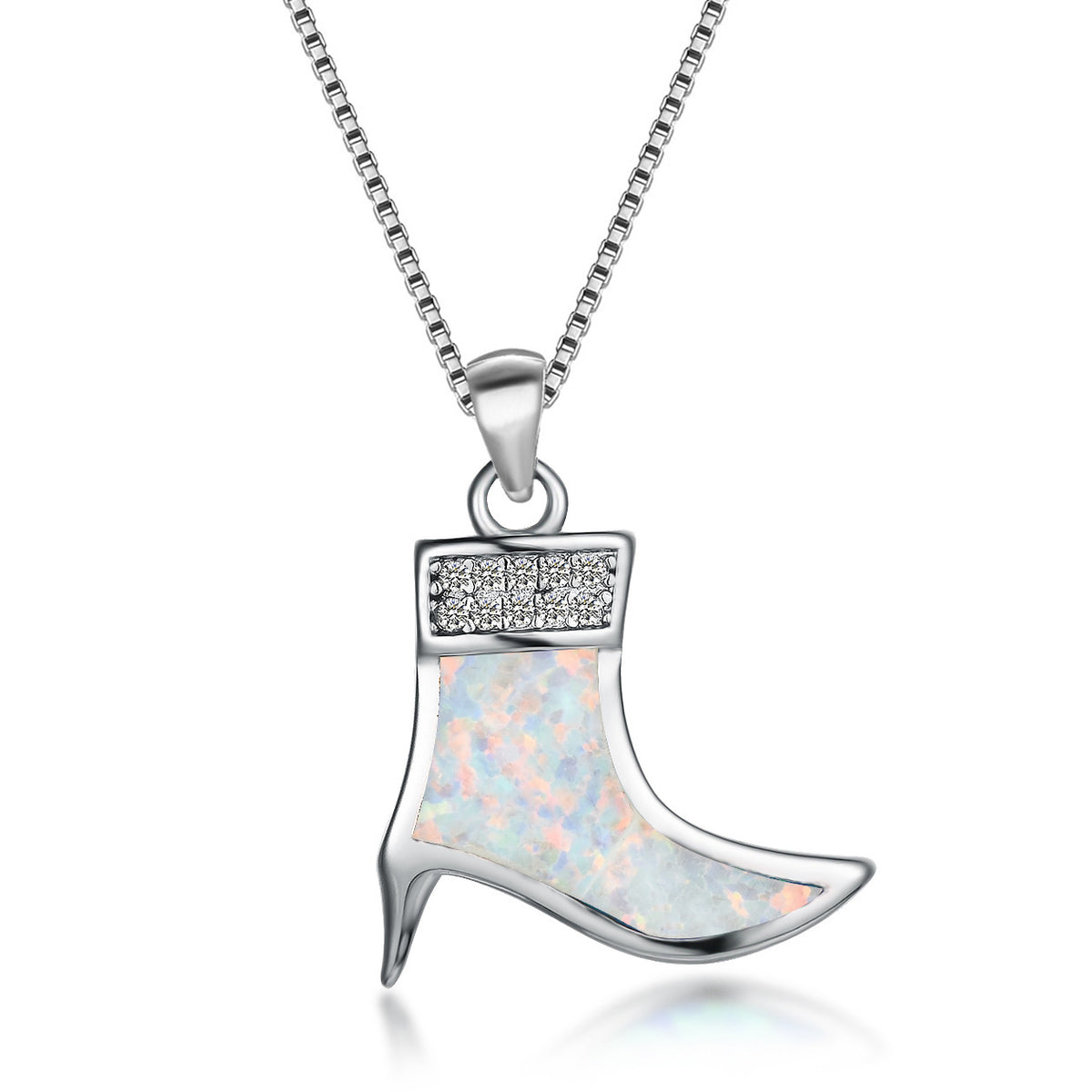 High-heeled shoes with Opal necklace