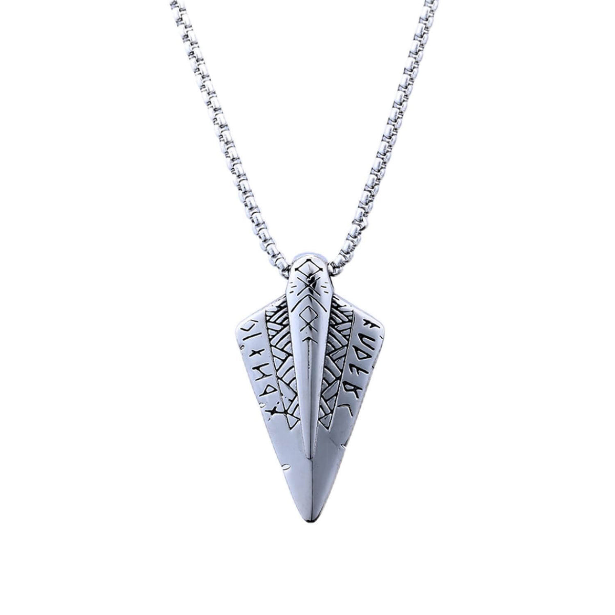 Men's Steel Viking Rune Spearhead Pendant Necklace