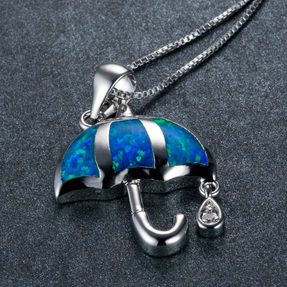 Opal Umbrella Pendant Necklace