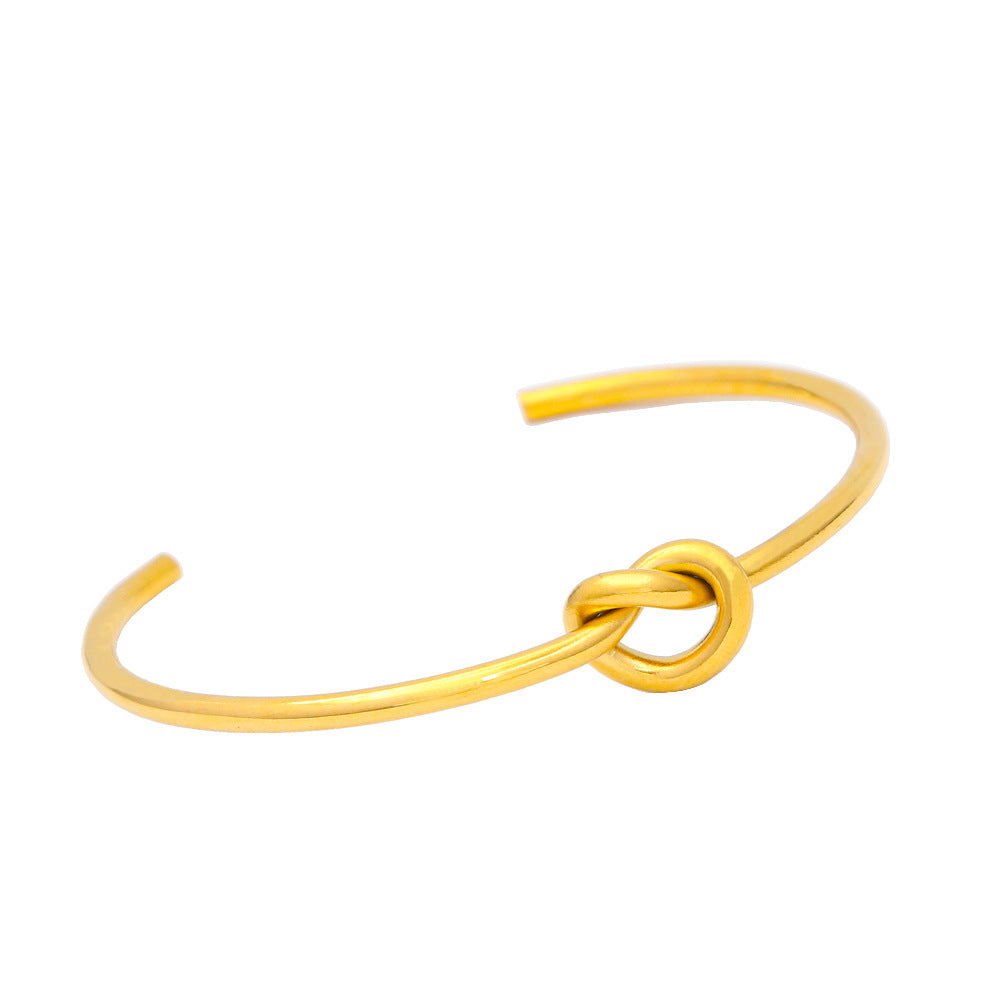 Men’s Fashion Minimalist Geometric Knotted Open Cuff Bracelet, Stainless Steel Adjustable Bangle