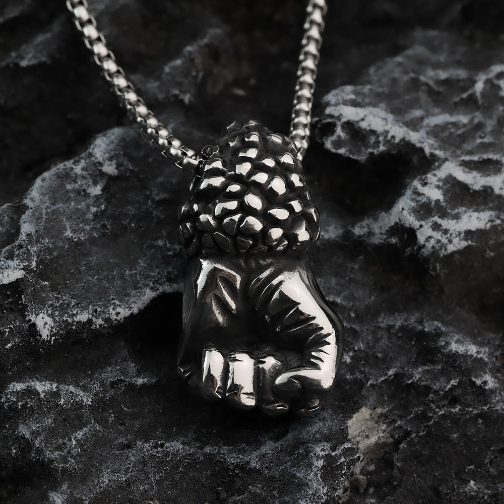 Men's Steel Power Fist Retro Hip Hop Jewelry Pendant Necklace