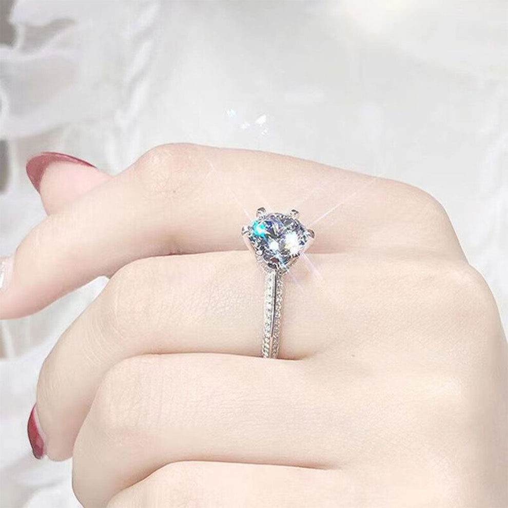 Women's White Gold S925 Channel Setting Stones Adjustable Moissanite Ring