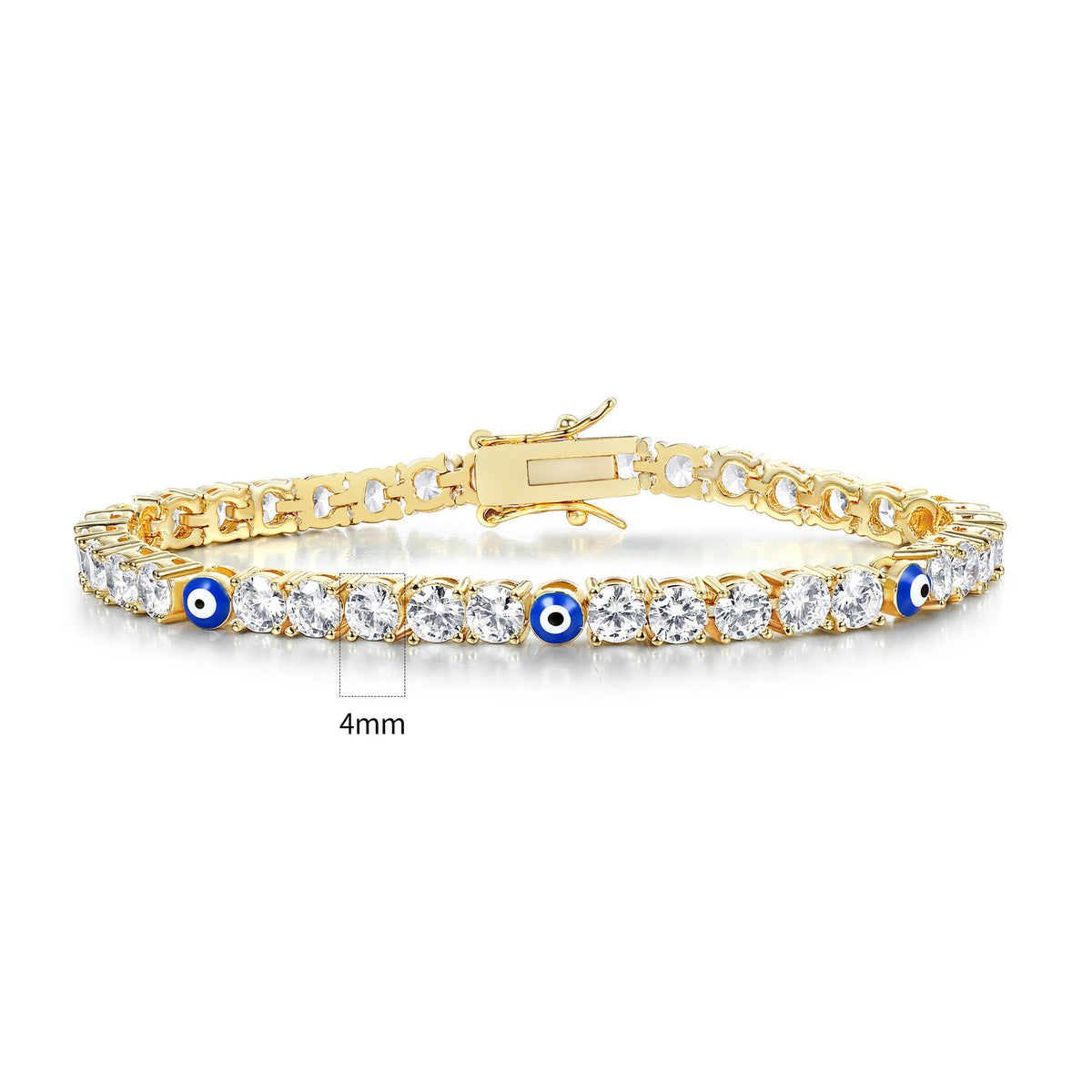 Women&Men's 3-4mm Demon Eye Cubic Zirconia Cuban Tennis Bracelet