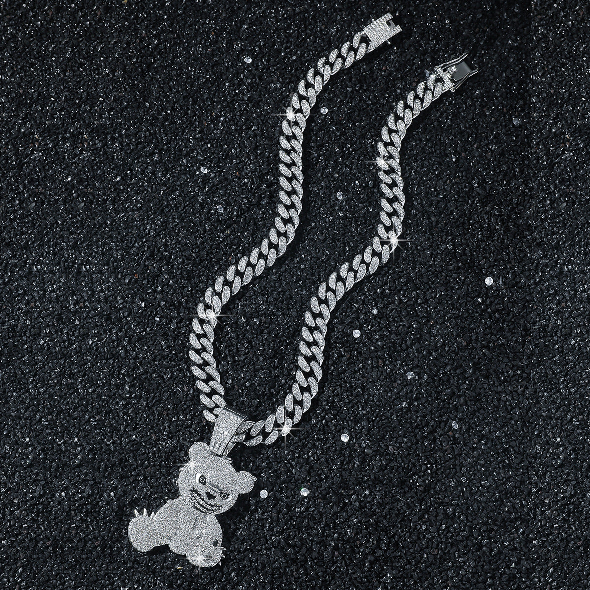 Hip-Hop Animal Bear Cuban Chain Pendant Necklace