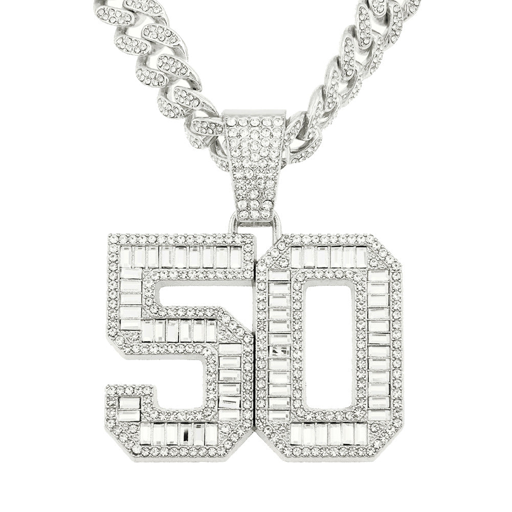 Hip-Hop Number 50 Cuban Chain Pendant Necklace