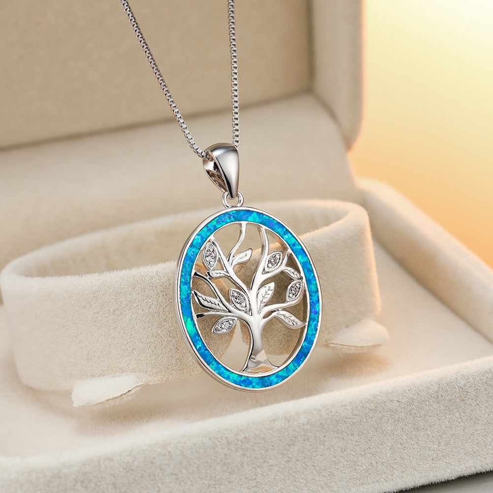 Life Tree Blue Opal Necklace