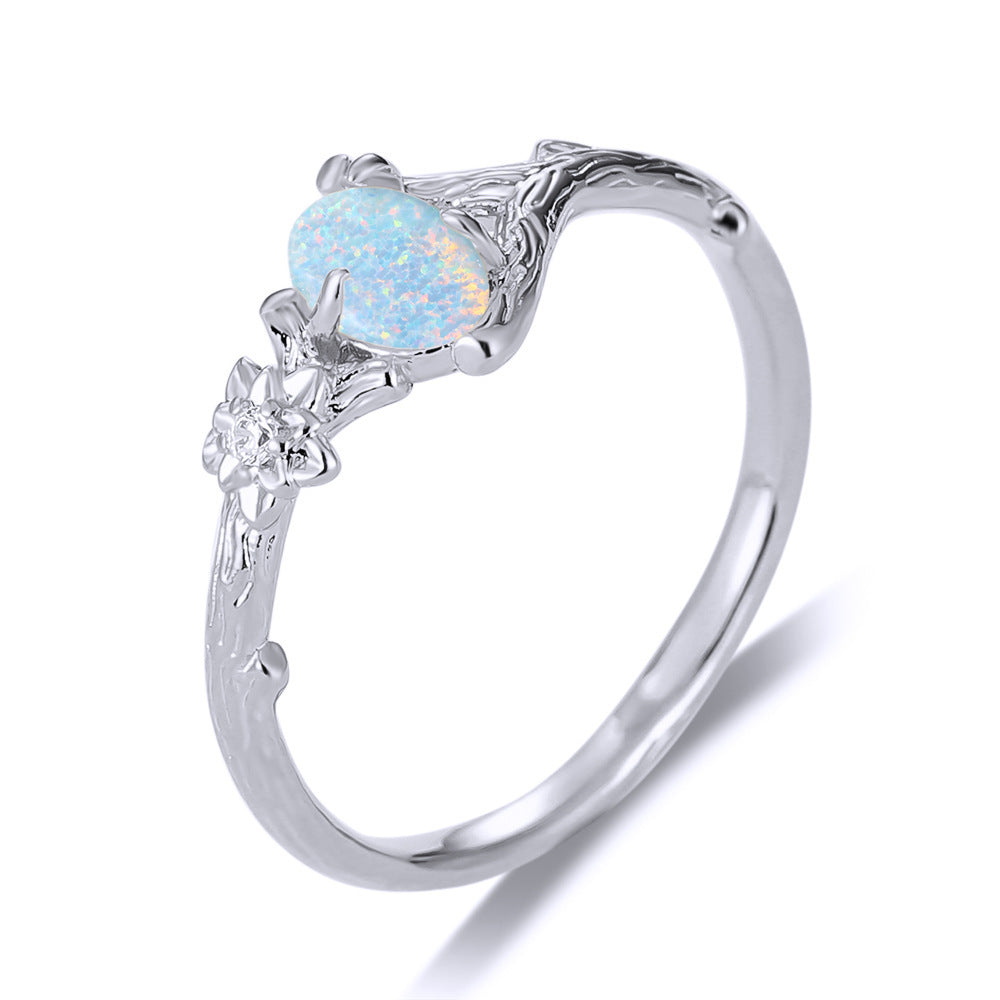 Women's Twig Opal ring with Zirconia
