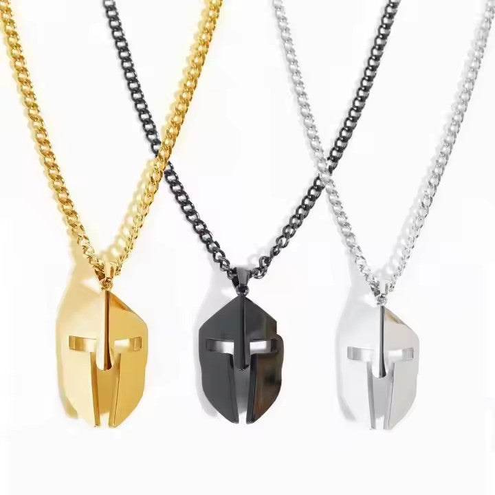 Men's Minimalist Spartan Helmet Pendant Necklace
