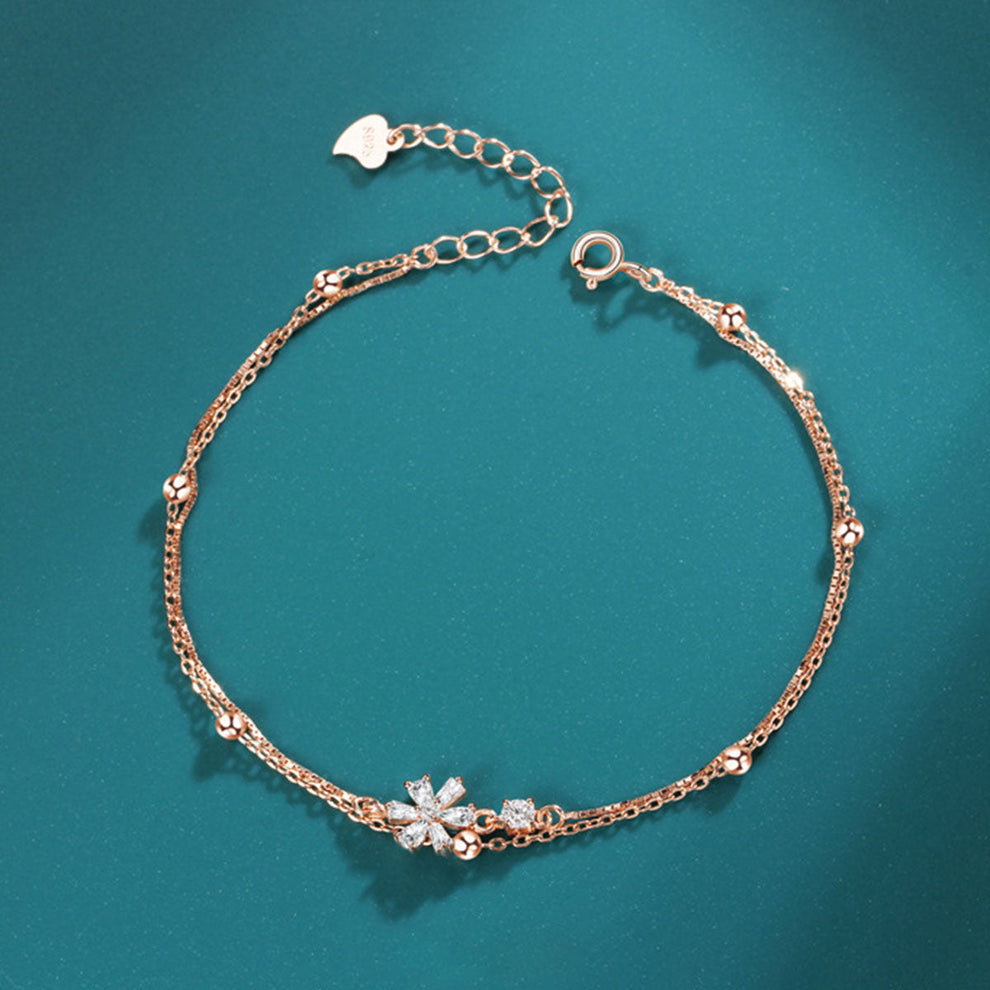 Women's Rose Gold Sakura Shape Charm Bracelet