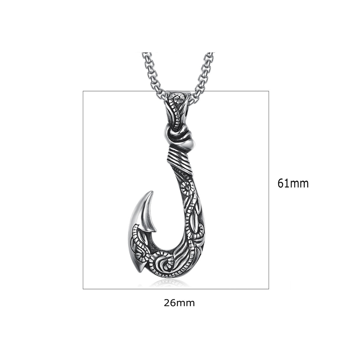 Men's Polynesian Fish Hook Pendant Necklace