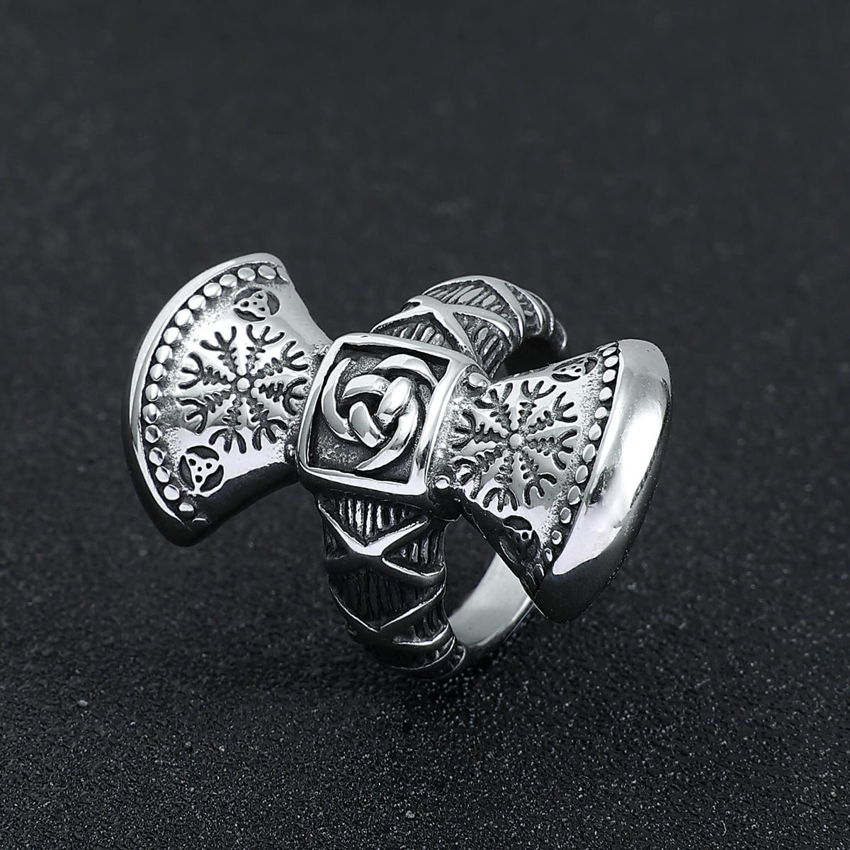 Vintage Nordic Solid Stainless Steel Bold Viking Symbol Ring for Men