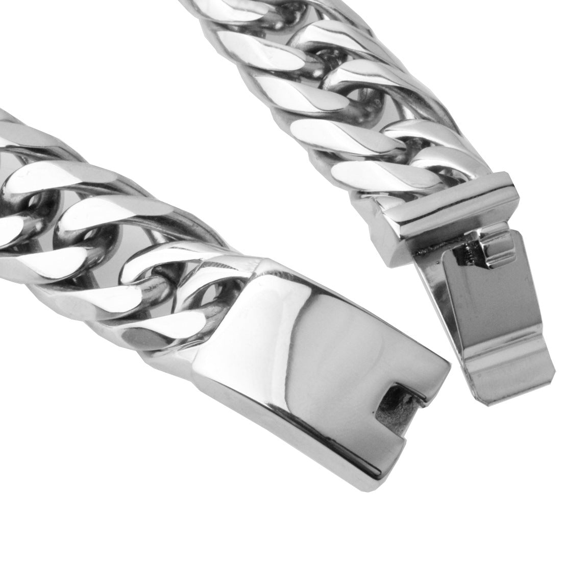 New Silver Tone Double Weave Six Sides Stainless Steel Bracelet for Men Personality Wrist Chain