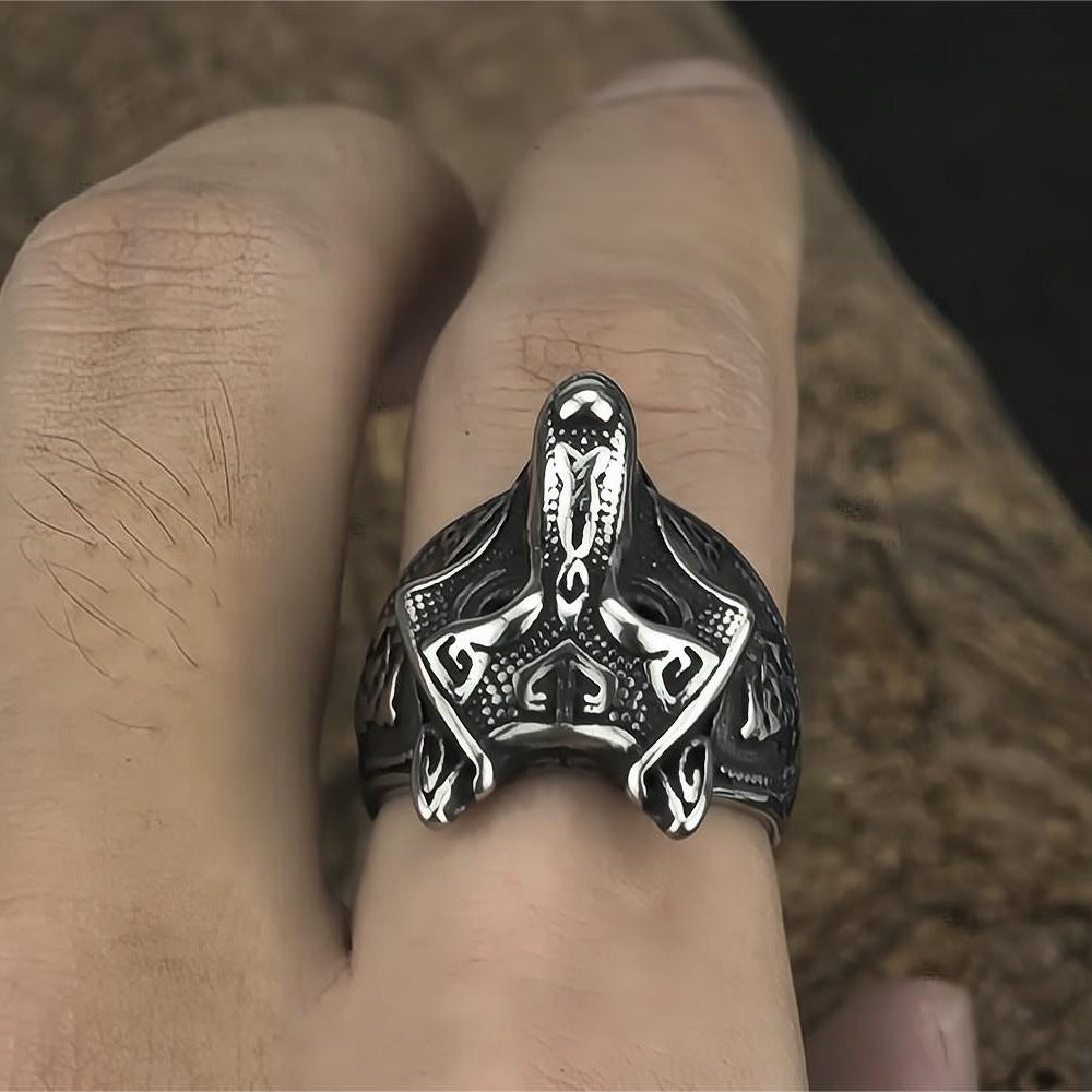 Vintage Stainless Steel Ultra Cool Viking Wolf Head Ring for Men