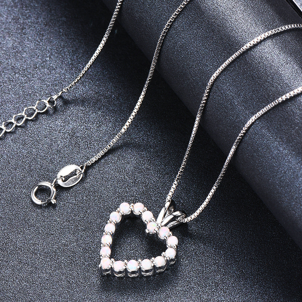 Opal Heart-shaped Pendant Necklace