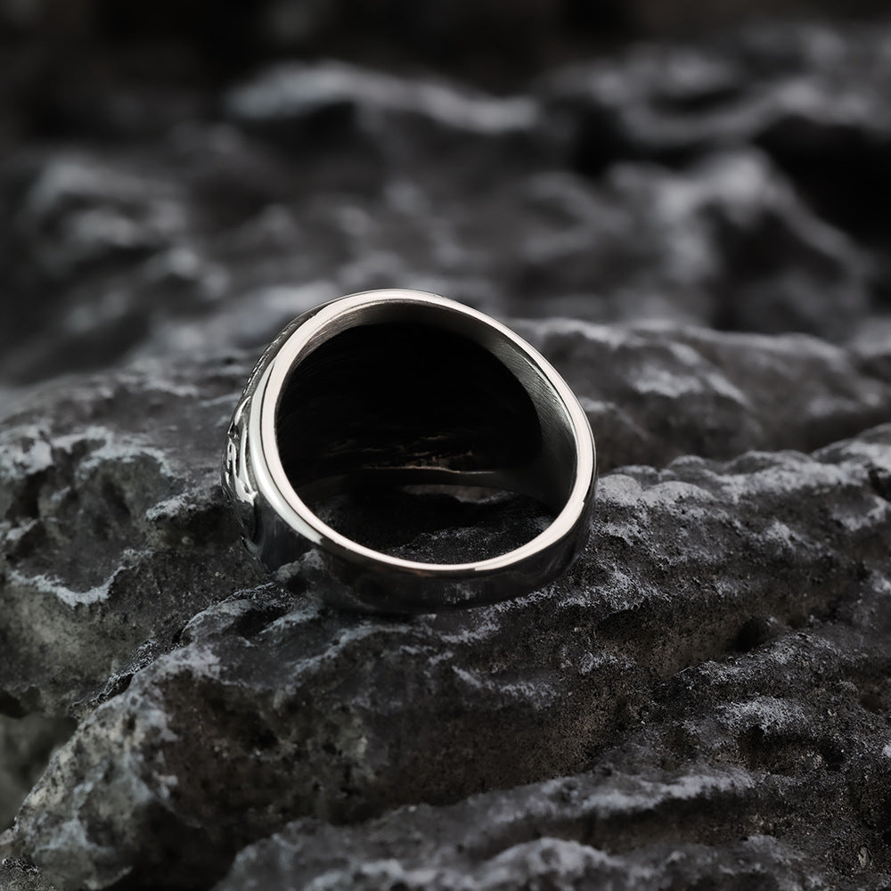 Vintage Nordic Hollow Stainless Steel Viking Celtic Knot Band Ring for Men