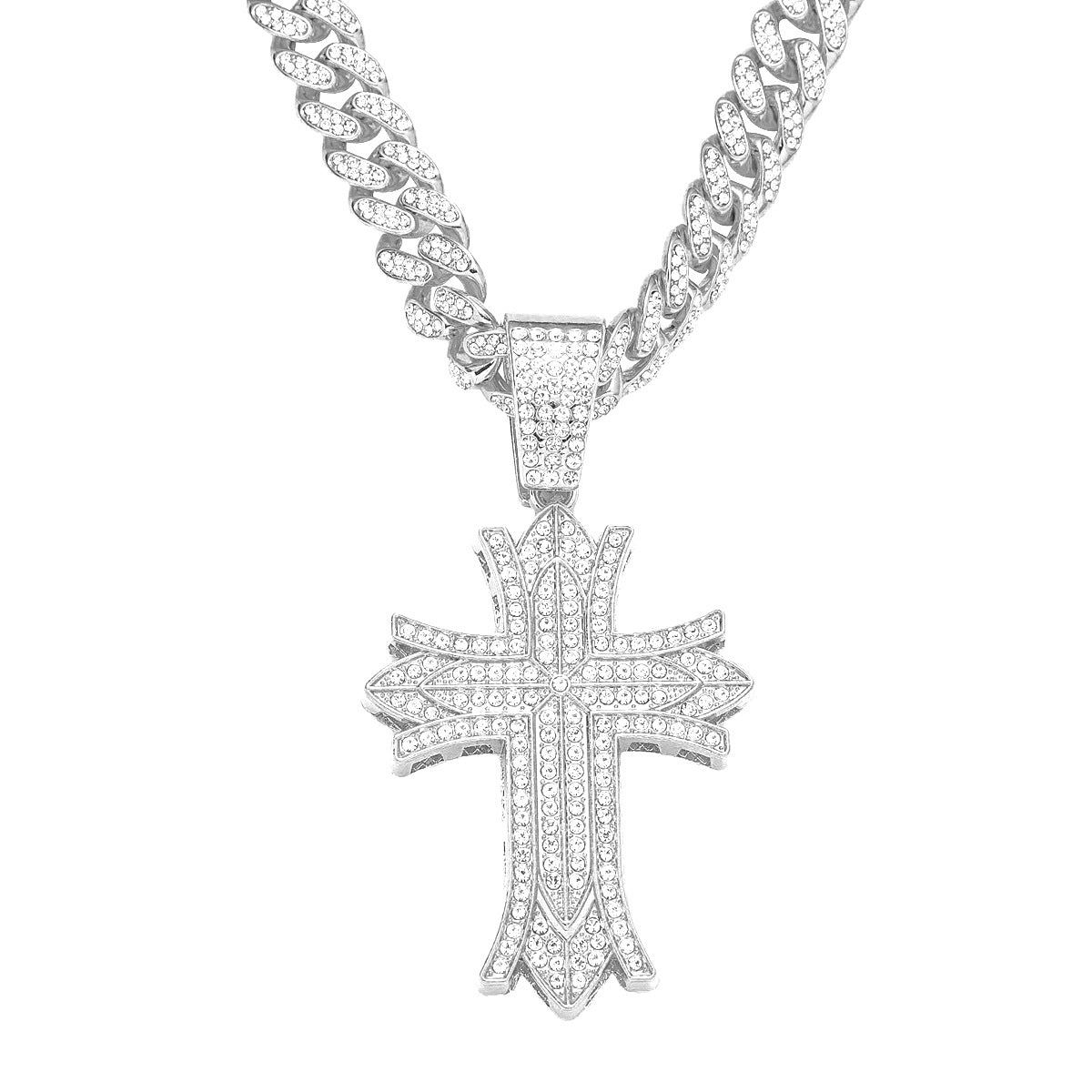 Trendy Hip-Hop Style Cross Cuban Chain Pendant Necklace