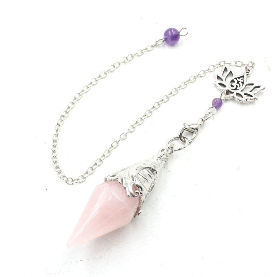 Lotus Chain Cut Pyramid Crystal Spirit Pendulum