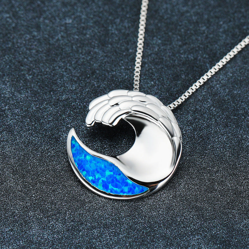 Blue Opal Wave Necklace