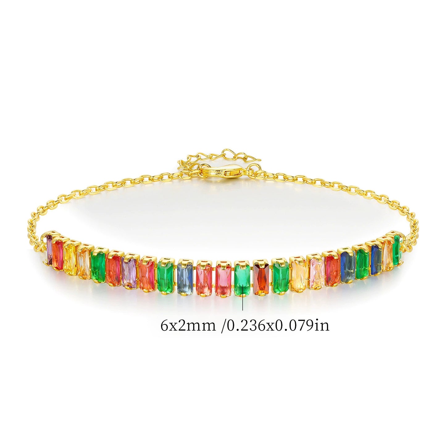 Women&Men's 2mm Colorful Zircon Adjustable Tennis Bracelet