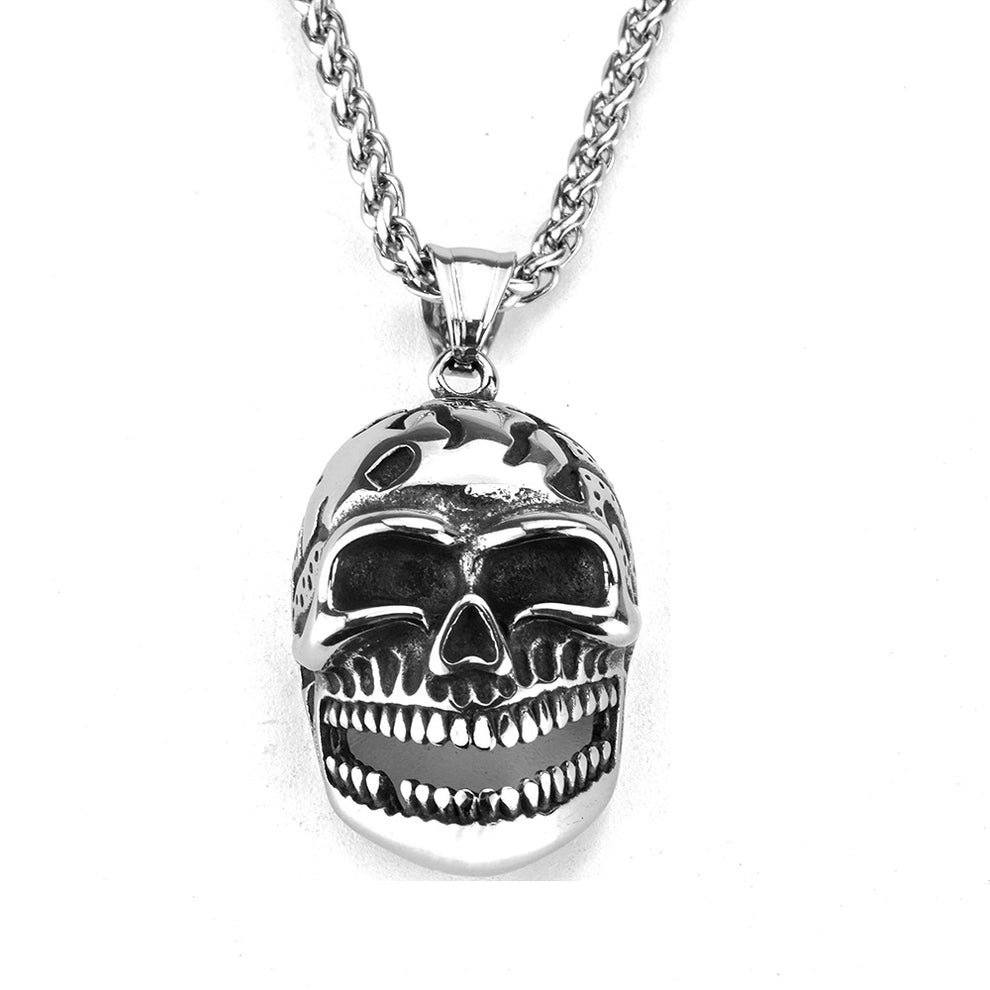 Men's Steel Vintage Skull Pendant Necklace