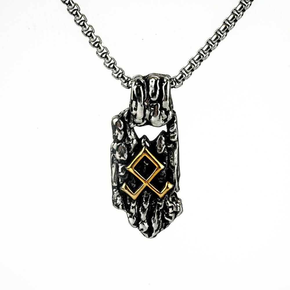 Vintage Nordic Stainless Steel Men's Unique Viking Rune Pendant Necklace