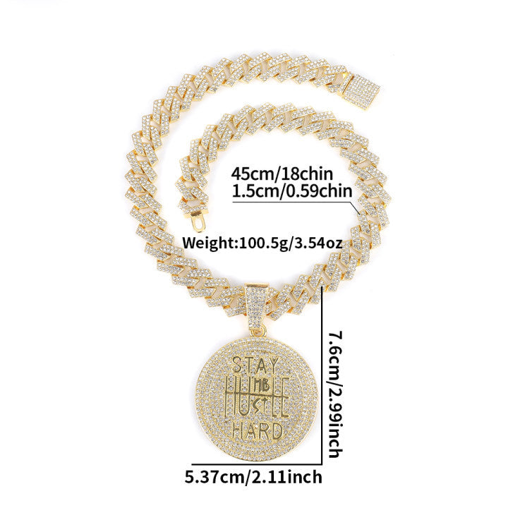 Street Round Hip-Hop Exaggerated Cuban Chain Pendant Necklace