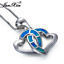Half-side Opal double heart-shaped pendant necklace