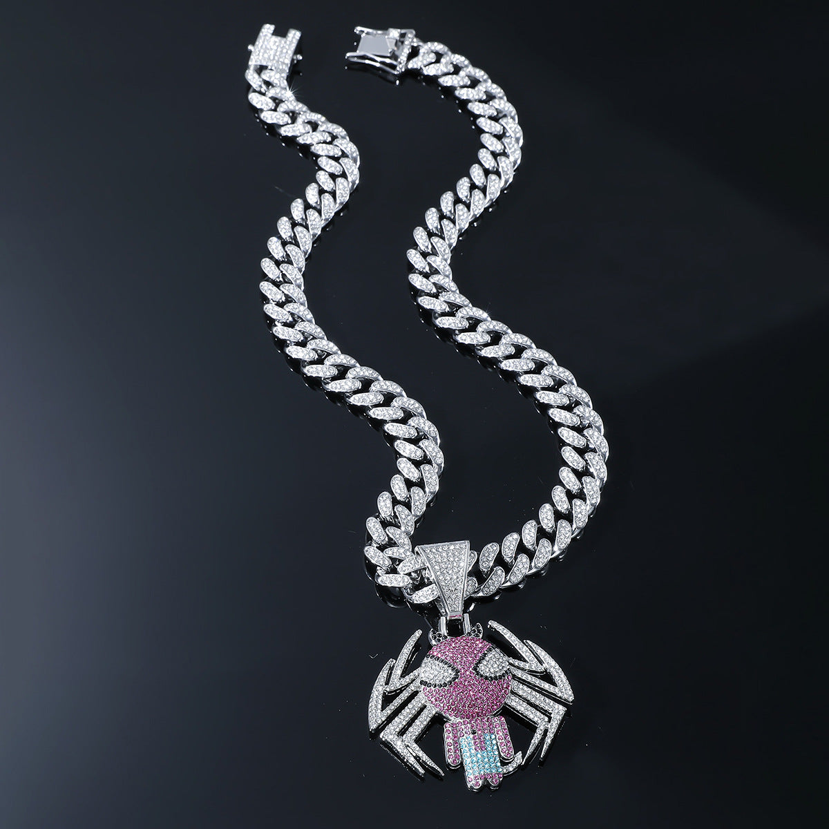 Hip-Hop Cartoon Spider Cuban Chain Pendant Necklace