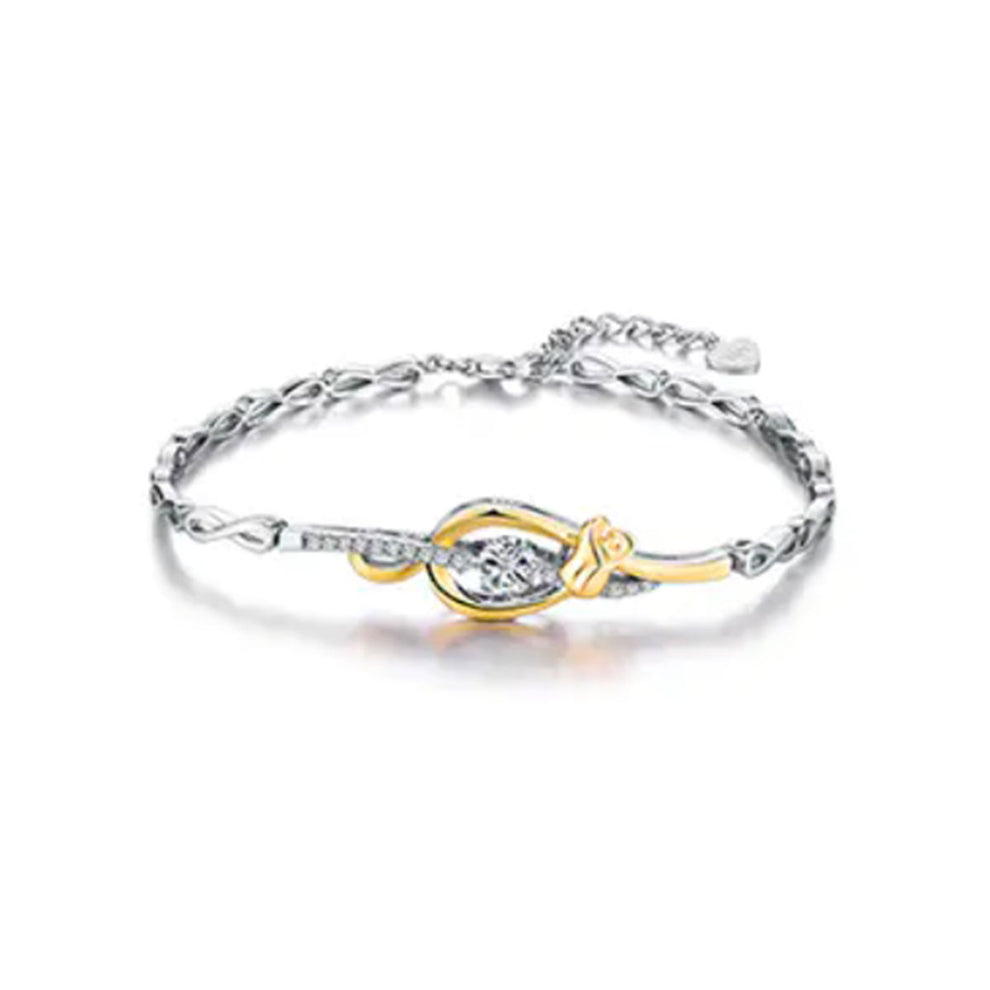 Women's White & Gold Hollow Rose Shape Beating Shinny Bracelet