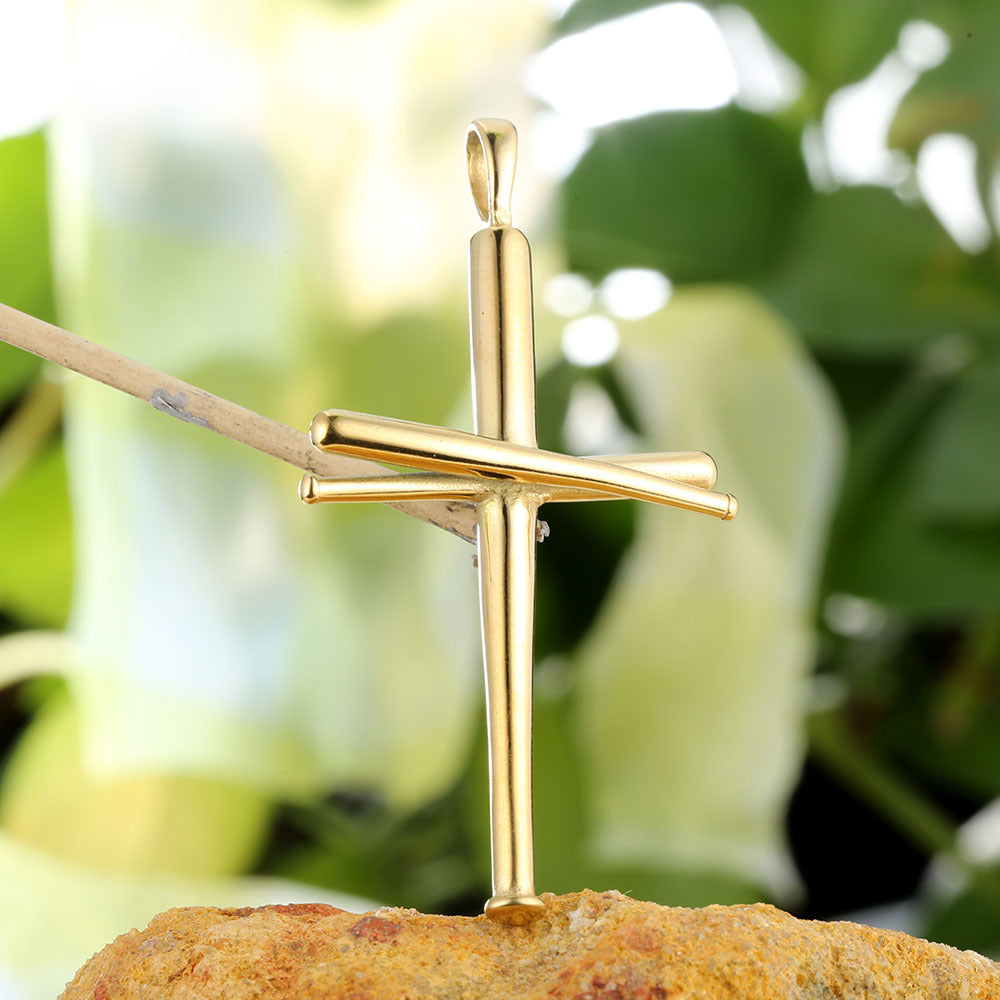 Men's Steel Baseball Bat Cross Pendant Necklace
