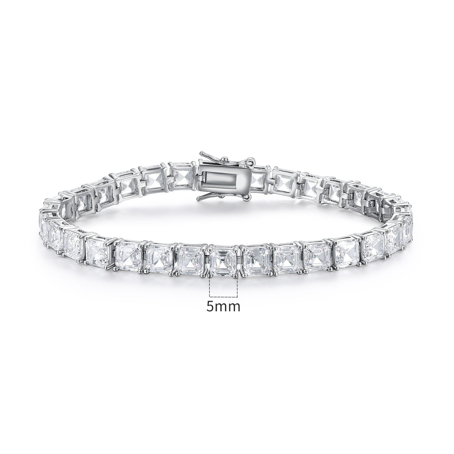Women&Men's 5mm Square Zircon 18k Gold Plated Tennis Bracelet