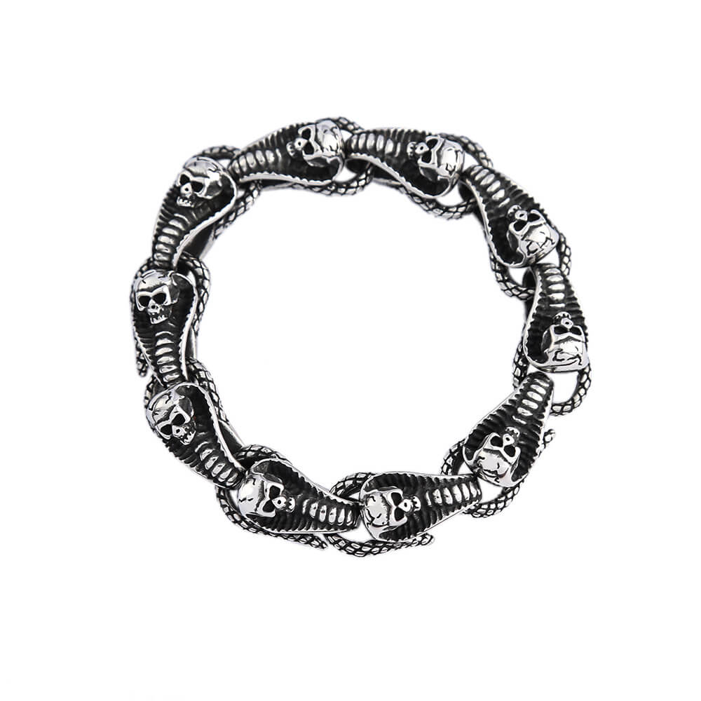 Fashion Skull Snake Stainless Steel Men's Bracelet
